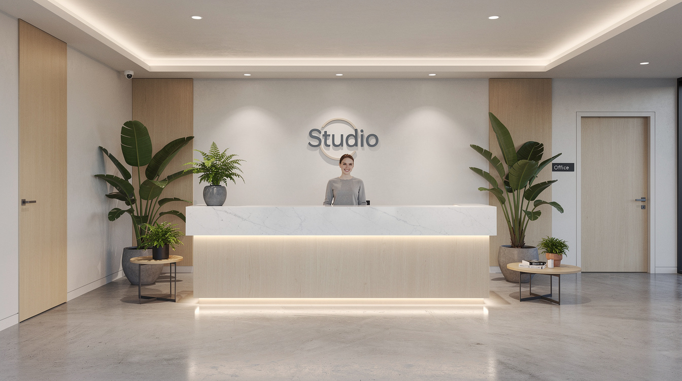 Reception desk of a media production office